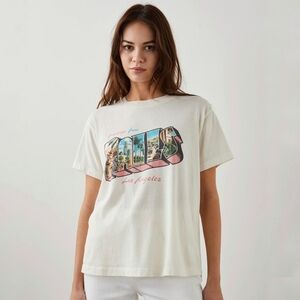 Rails Boyfriend Tee LA Postcard Graphic Cotton T-Shirt Ivory Short Sleeve Small